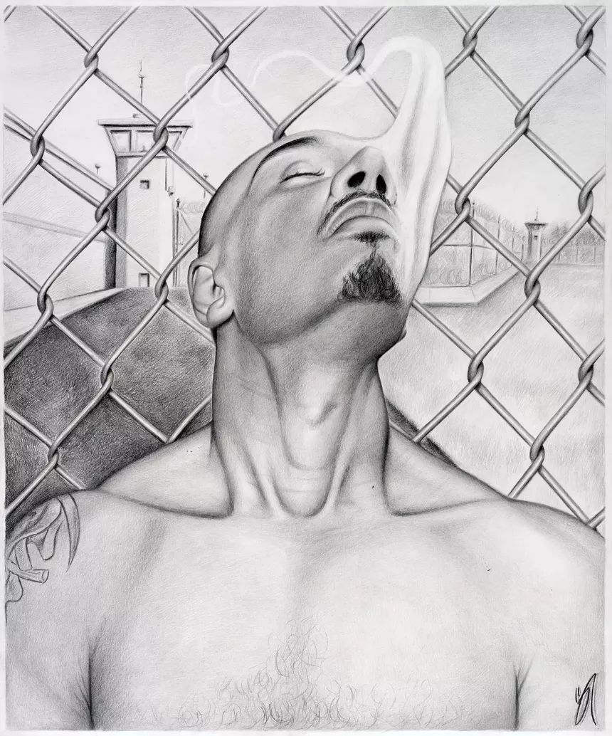 pencil drawing of prisoner