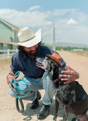 Man and his dog.