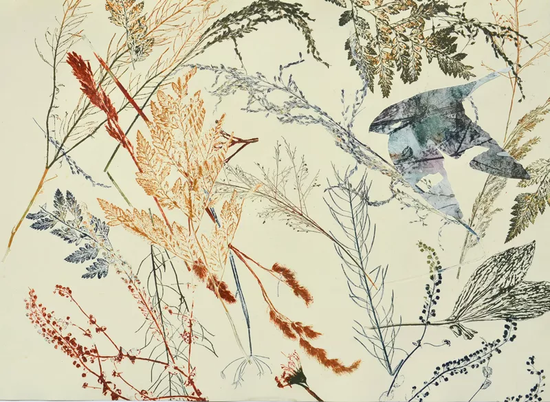 A print of leaves and plants