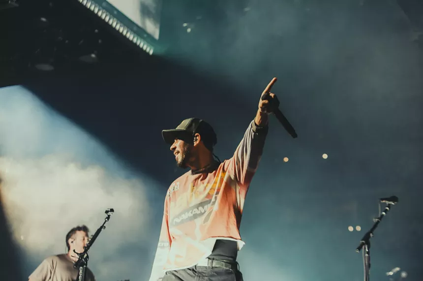 Linkin Park takes the stage at Ball Arena in Denver, Colorado.