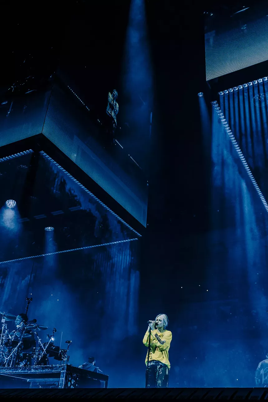 Linkin Park takes the stage at Ball Arena in Denver, Colorado.
