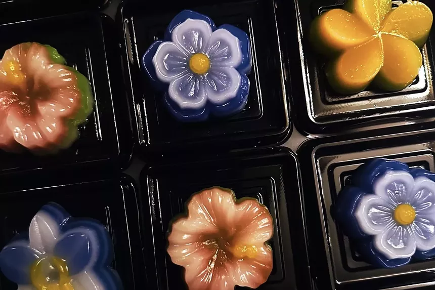 Colorful flower-shaped confections from Sweet Rice Flour
