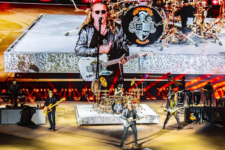Maná on stage at Red Rocks for night one of two of their performances.