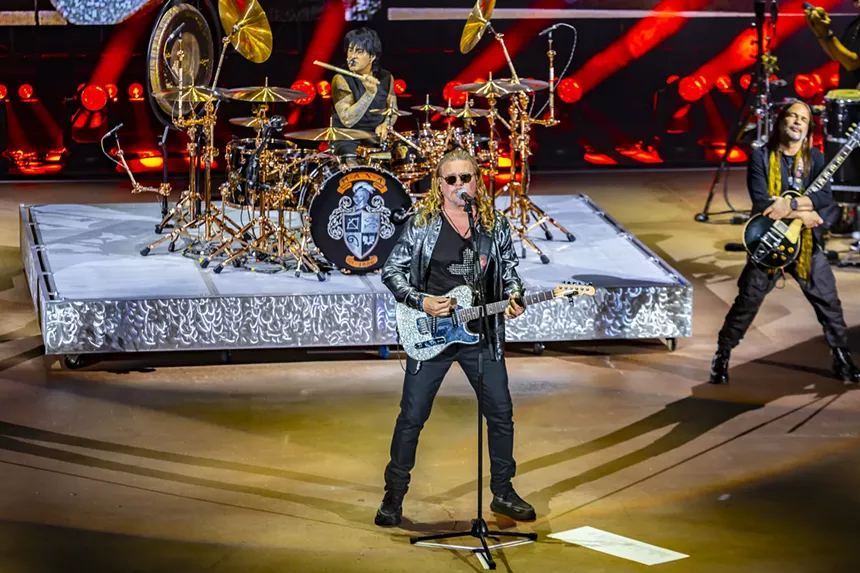 Maná on stage at Red Rocks for night one of two of their performances.