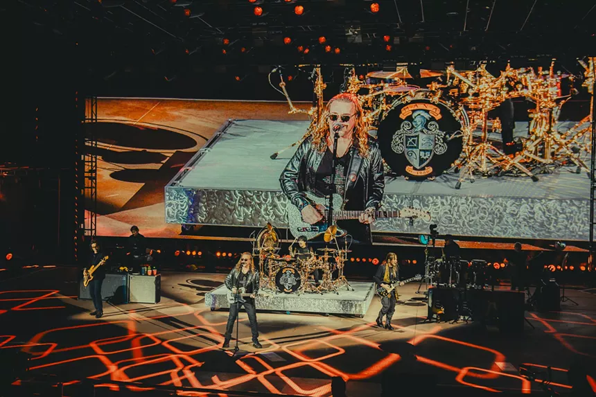 Maná on stage at Red Rocks for night one of two of their performances.