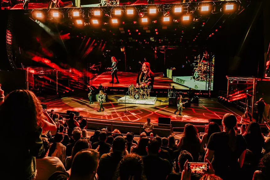 Maná on stage at Red Rocks for night one of two of their performances.