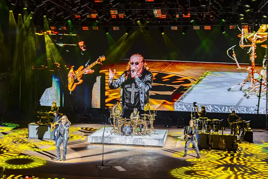 Maná on stage at Red Rocks for night one of two of their performances.