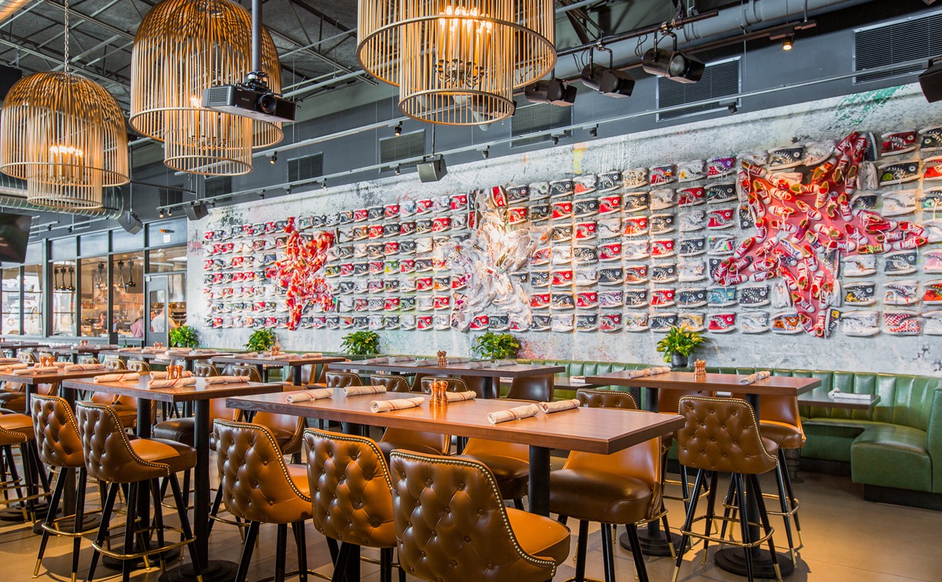 Culinary Dropout has an art installation made from Converse shoes.