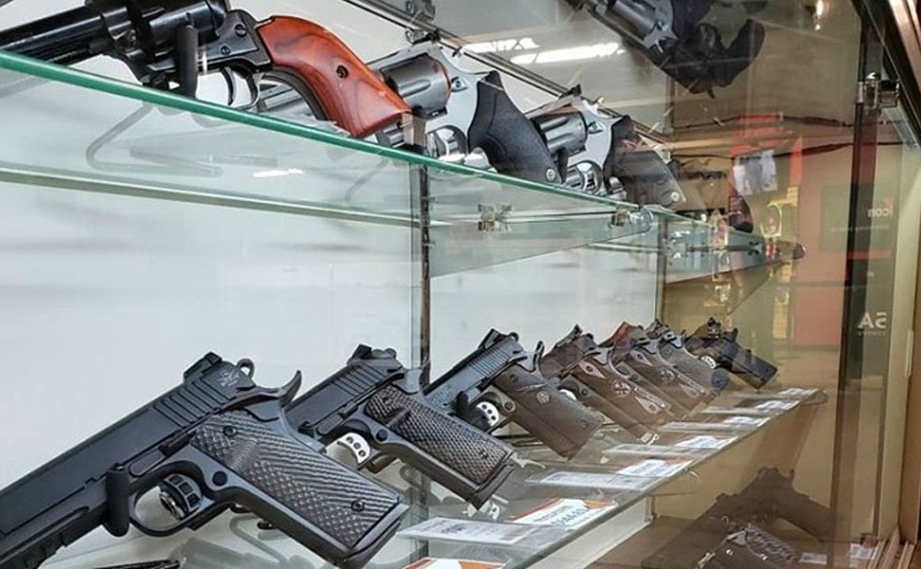 Firearms for sale at Bristlecone Shooting, Training & Retail Center in Lakewood, which has offered to temporarily store weapons restricted under extreme-risk protection orders.