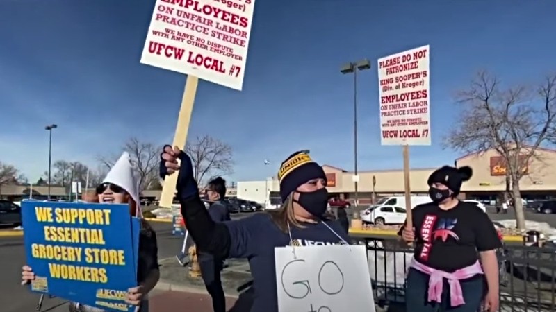 UFCW Local 7 workers are protesting at King Soopers stores in greater Denver.