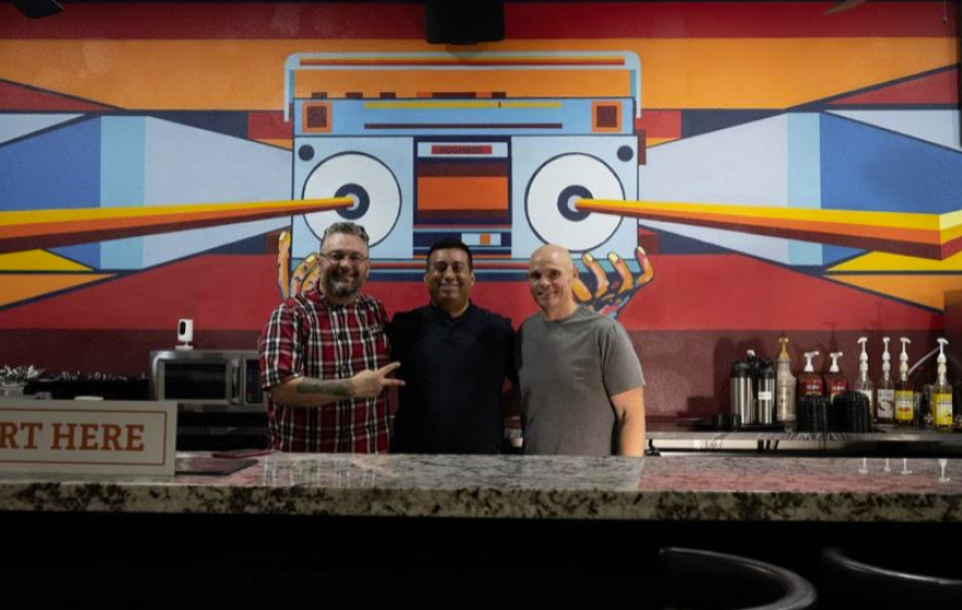 Chef John Mancha (left), partner Bill Lechuga and co-owner Luke Sandoval are opening Boombox Brew Bar.
