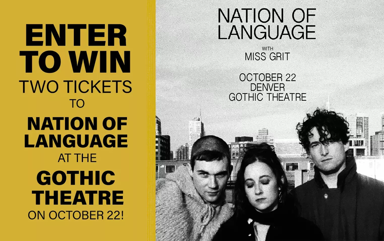 Enter to win two tickets to Nation of Language at the Gothic Theatre on October 22! - Vimarsana News