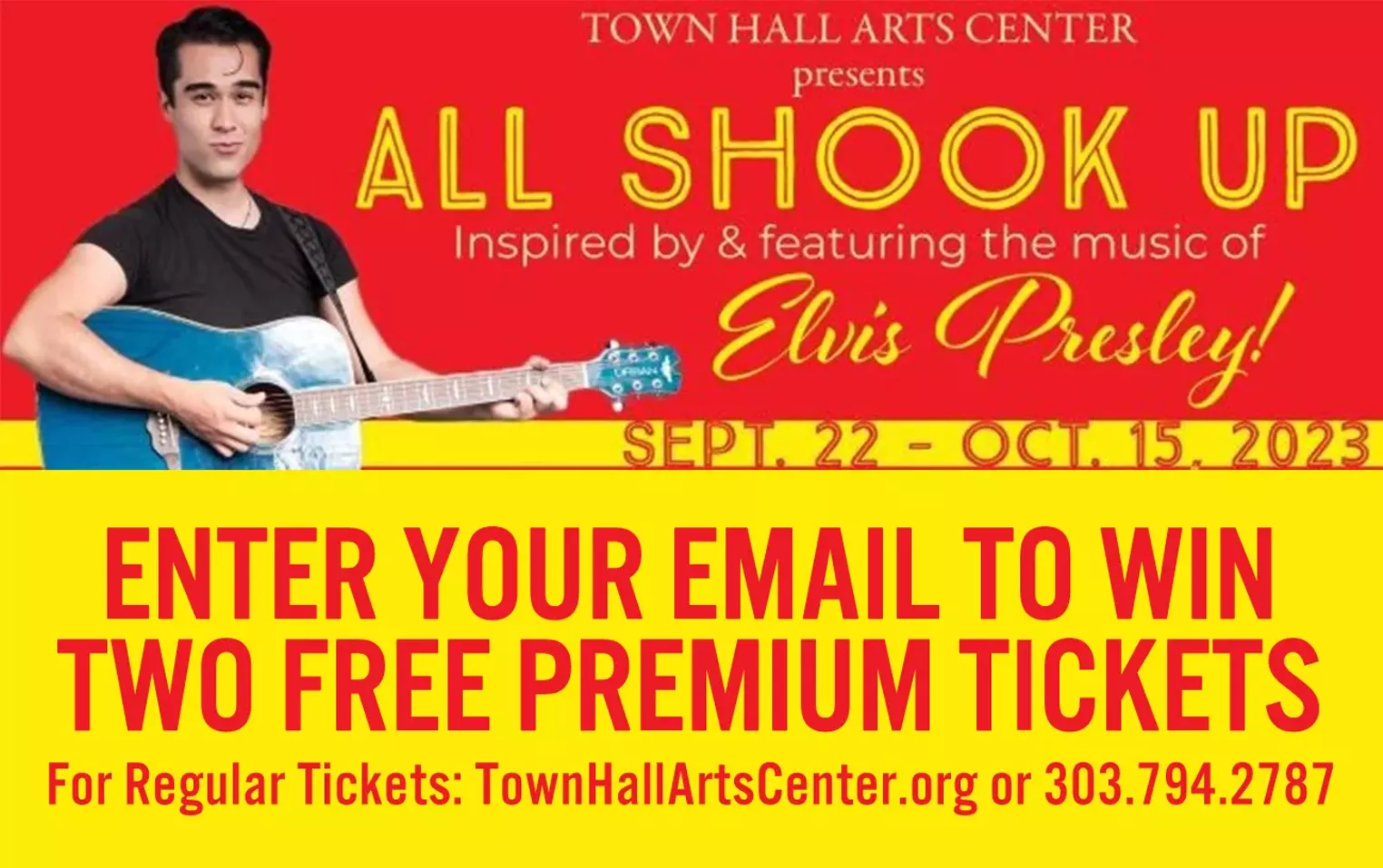 Enter your email to win two free premium tickets to "All Shook Up" at the Town Hall Arts Center! - Vimarsana News