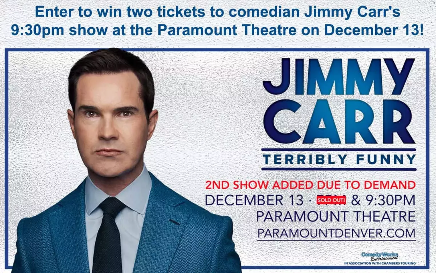 Enter to win two tickets to comedian Jimmy Carr's 9:30pm show at the Paramount Theatre on December 13! - Vimarsana News
