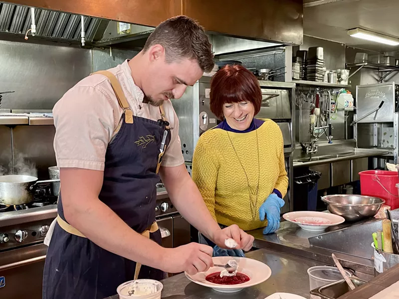 Image: Adam Samokishyn makes his grandmother's borscht recipe with his mother Marlene.