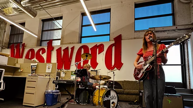 band performing inside the denver westword office