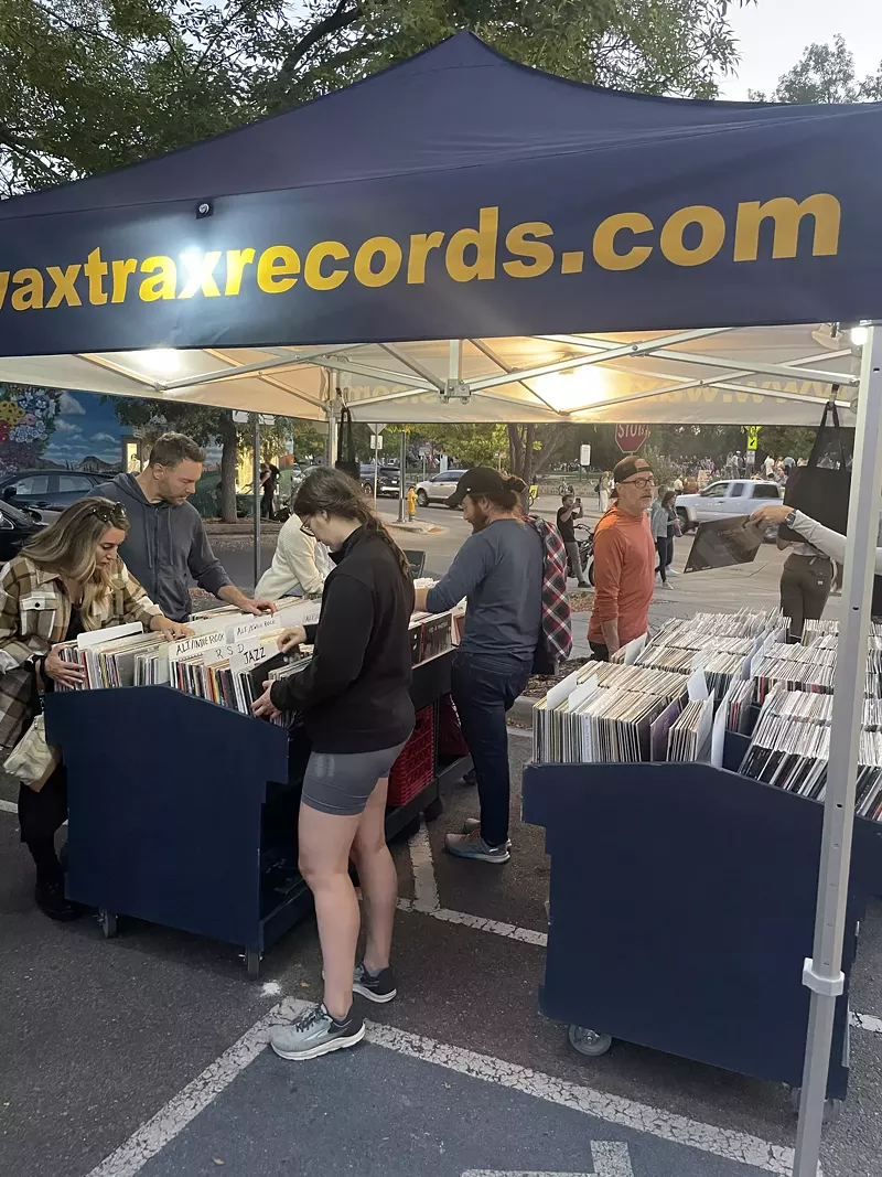Image: Vinyl fans shopping at Wax Trax Records