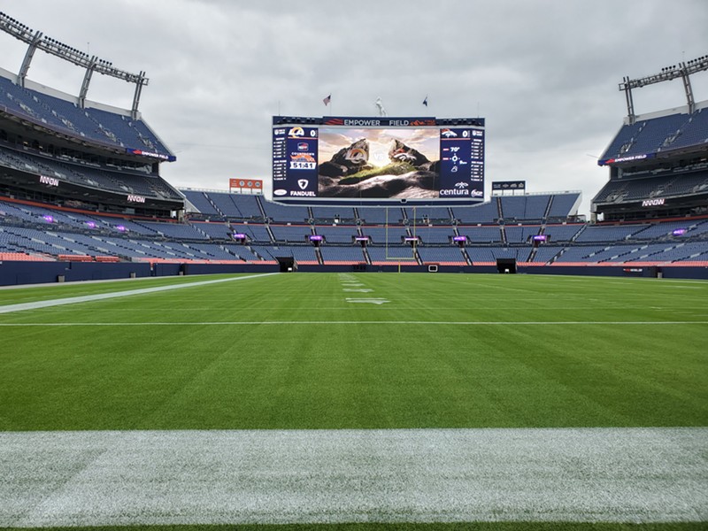 The highlight of the Broncos stadium upgrades is this huge scoreboard.