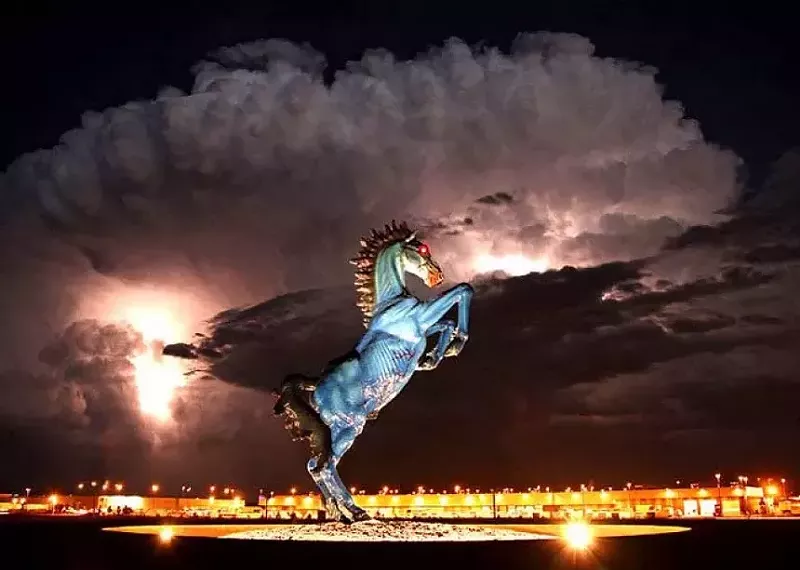 Image: blue horse in storm