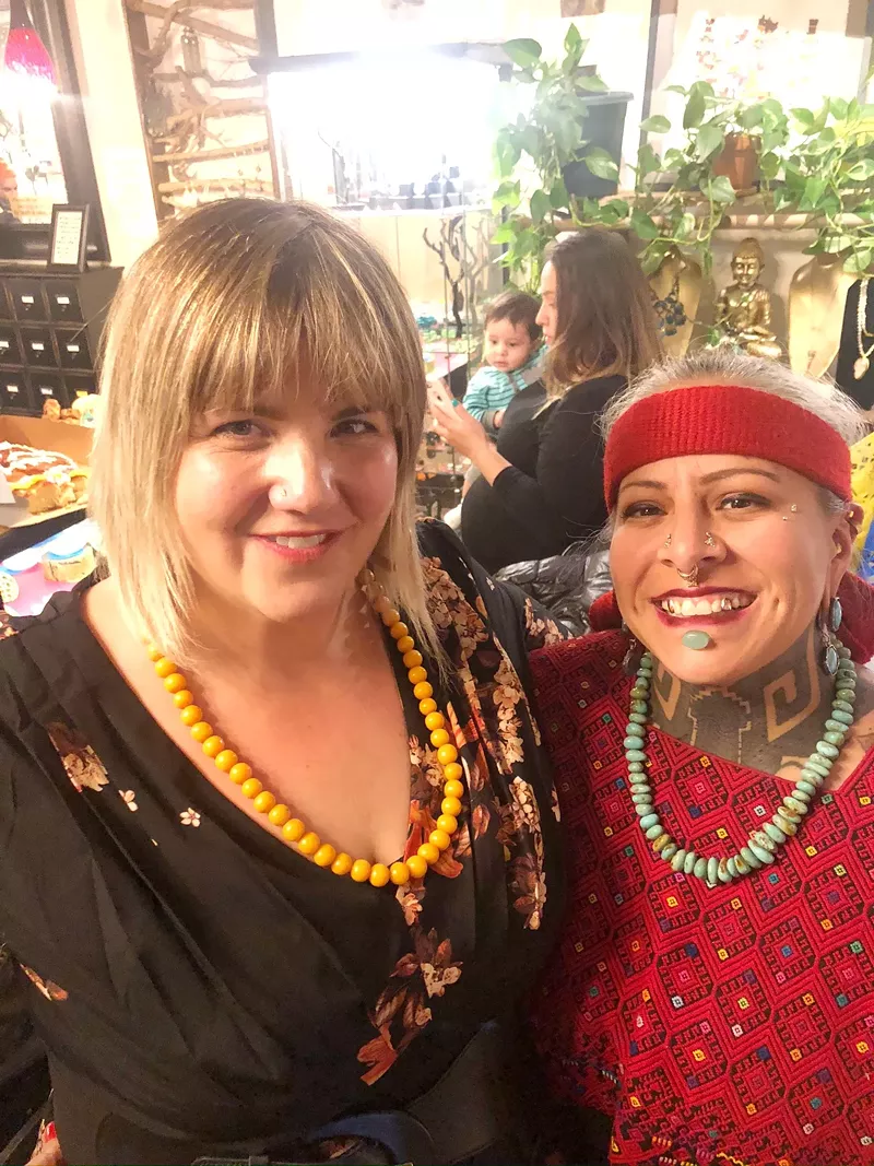 Image: Erika Righter and Alicia Cardenas at Sol Tribe for Dia de los Muertos.