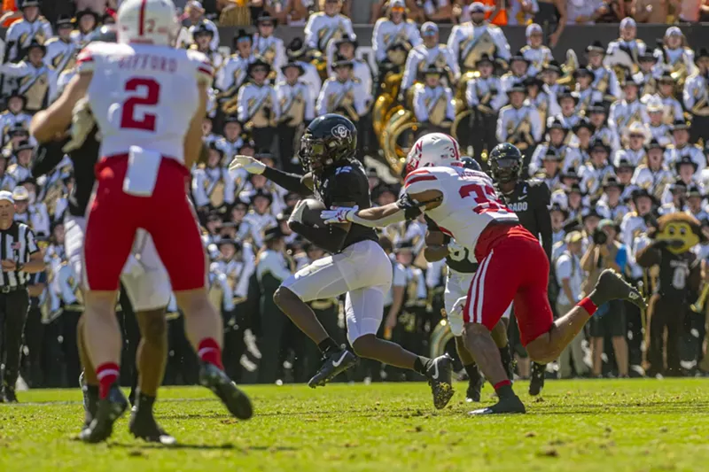 Image: CU football player Travis Hunter against Nebraska
