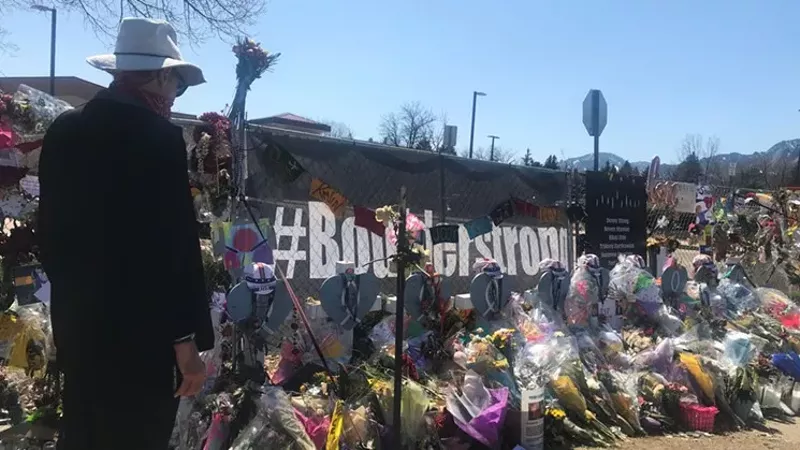 Image: A memorial quickly appeared outside of the Boulder King Soopers two years ago.