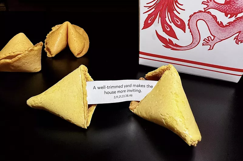 Image: A Manscaped fortune cookie ad reads, "A well-trimmed yard makes the house more inviting."