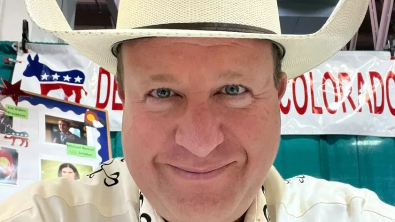 Image: Governor Jared Polis shared this self-portrait following an August 30 visit to the Colorado State Fair.