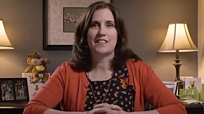 Image: Erin Kane as seen in a March 2018 Douglas County School District video, during the period when she served as interim superintendent.