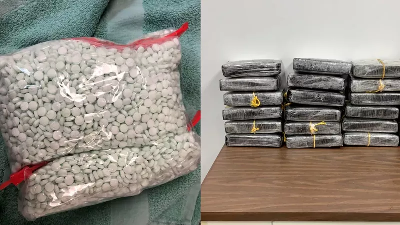 Image: DEA photos of seized fentanyl pills and methamphetamine following a February 2021 drug bust that encompassed Jefferson and Adams counties.