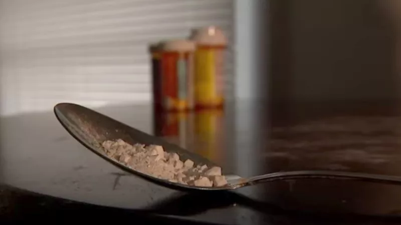 Image: A screen capture from a news report about isotonitazene, a member of the nitazene family of synthetic drugs.