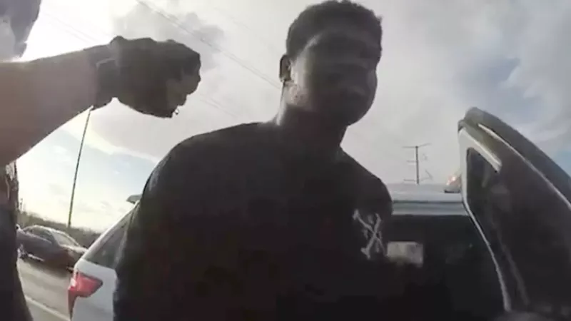 Image: Keilon Hill, as seen in Denver Police Department body-worn camera footage captured after a traffic accident in the spring of 2020.