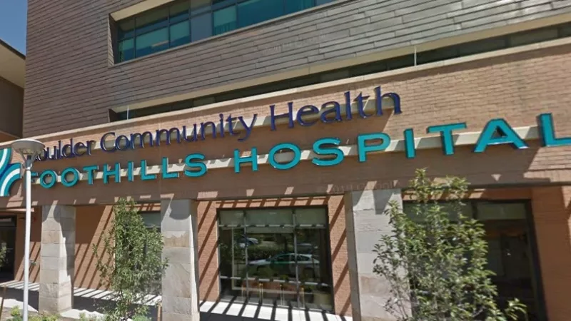 Image: Outside Boulder Community Health Foothills Hospital.