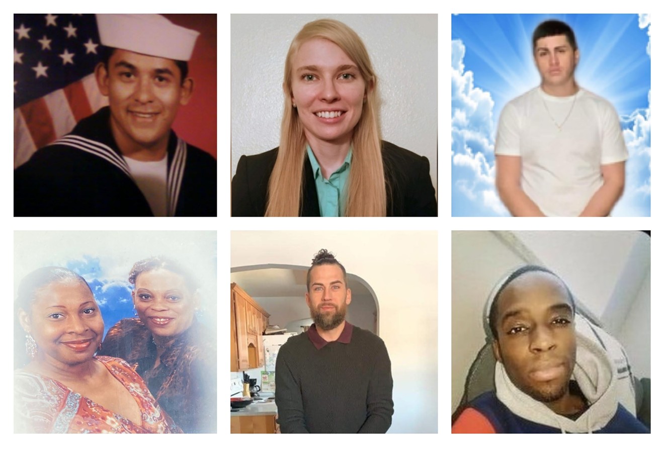 (Clockwise from upper left) Roberto Zarate, Alyssa Perdue, Cesar Reyes-Castorena, Monie Law, Benjamin Desch, and Debra Williams and Monica Charles were among those killed in Denver traffic accidents in 2021.