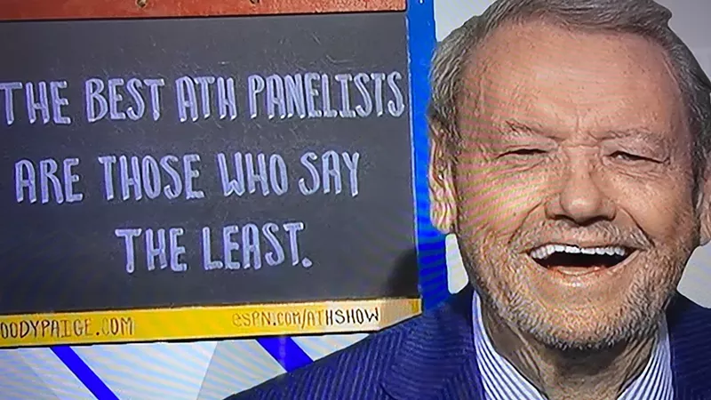 Image: Woody Paige signing in during the March 6 episode of Around the Horn.