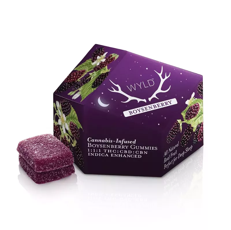 Image: Purple box of Wyld weed gummies